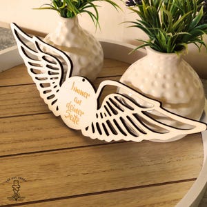 Laserbestand engelenvleugels herinneringsdecoratie hanger troostgeschenk beschermengel hout DIY graveren lasersnijden SVG DXF digitale download