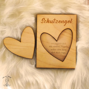 Fichier laser Cœur d'ange gardien – SVG DXF – Cadeau pour baptême, naissance, départ, encouragement – Gravure sur bois DIY