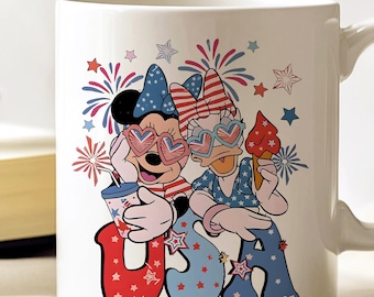 Taza de EE. UU. con Minnie y Daisy, un lindo regalo patriótico para el 4 de julio