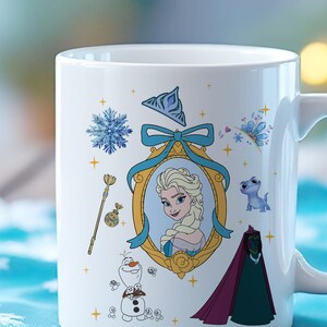 Frozen Elsa Mug - Cute Ceramic Cup with Olaf, Bruni & Snowflakes, Perfect Disney Gift for Fans image 1