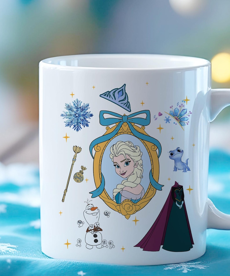 Frozen Elsa Mug - Cute Ceramic Cup with Olaf, Bruni & Snowflakes, Perfect Disney Gift for Fans image 1