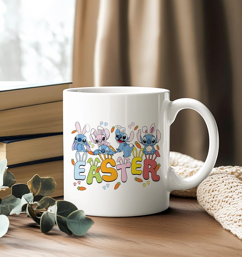 Disney Lilo och Stitch påskharemugg - Glad påsk Stitch kaffekopp bild 4