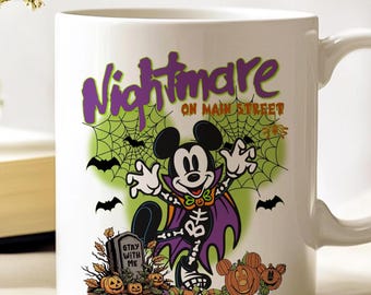 Cute Halloween Mug with Disney Characters Nightmare On Main Street