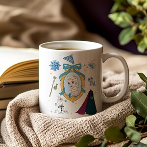 Frozen Elsa Mug - Cute Ceramic Cup with Olaf, Bruni & Snowflakes, Perfect Disney Gift for Fans image 2