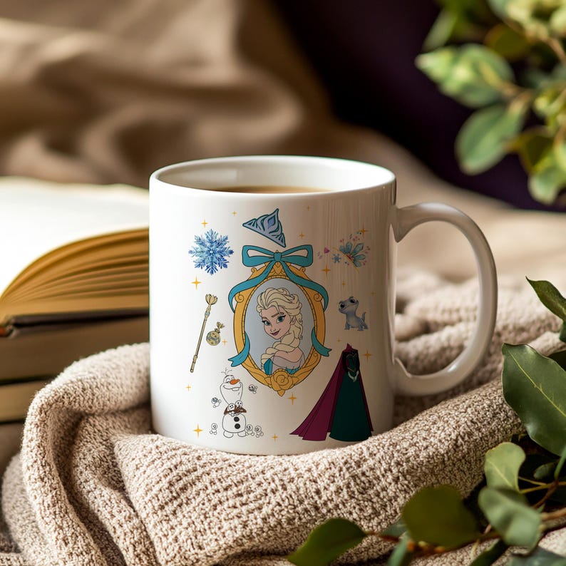 Frozen Elsa Mug - Cute Ceramic Cup with Olaf, Bruni & Snowflakes, Perfect Disney Gift for Fans image 2