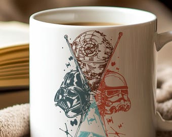 Vintage Star Wars Tasse mit Vader und Stormtrooper - Sci Fi Kaffee Geschenk für Fans