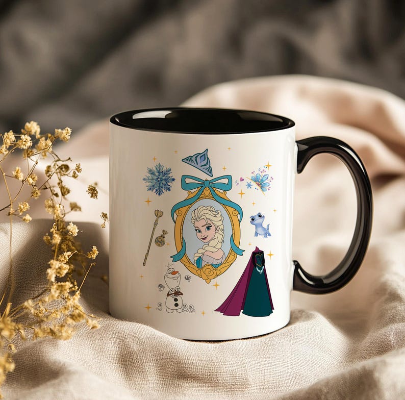 Frozen Elsa Mug - Cute Ceramic Cup with Olaf, Bruni & Snowflakes, Perfect Disney Gift for Fans image 4