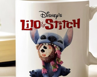 Lilo & Stitch Mug – Cute Stitch Holding Doll Cup – Disney Cartoon Fan Gift – Ceramic Coffee Mug