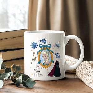 Frozen Elsa Mug - Cute Ceramic Cup with Olaf, Bruni & Snowflakes, Perfect Disney Gift for Fans image 5
