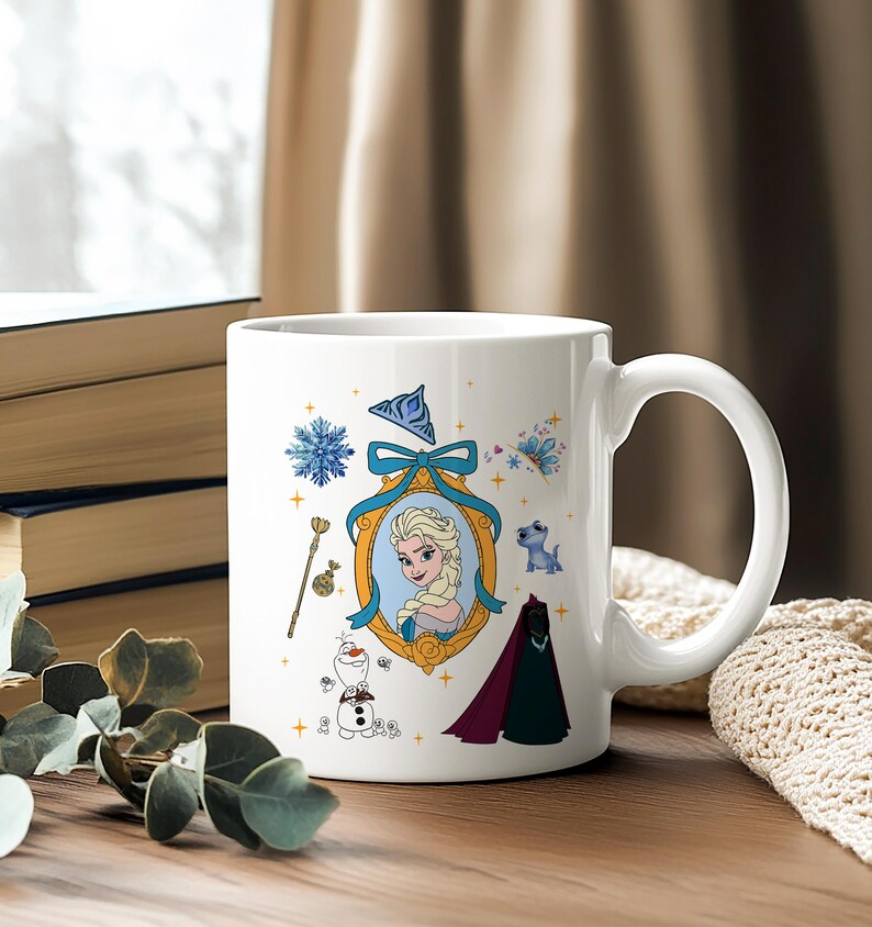 Frozen Elsa Mug - Cute Ceramic Cup with Olaf, Bruni & Snowflakes, Perfect Disney Gift for Fans image 5