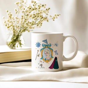 Frozen Elsa Mug - Cute Ceramic Cup with Olaf, Bruni & Snowflakes, Perfect Disney Gift for Fans image 3