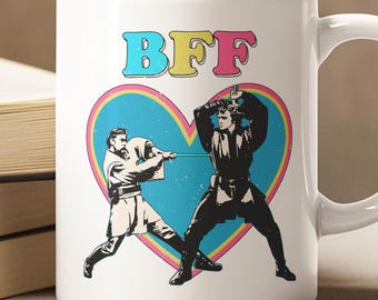 BFF Mug - Funny Retro Star Wars Inspired Ceramic Cup with Obi-Wan and Anakin Art