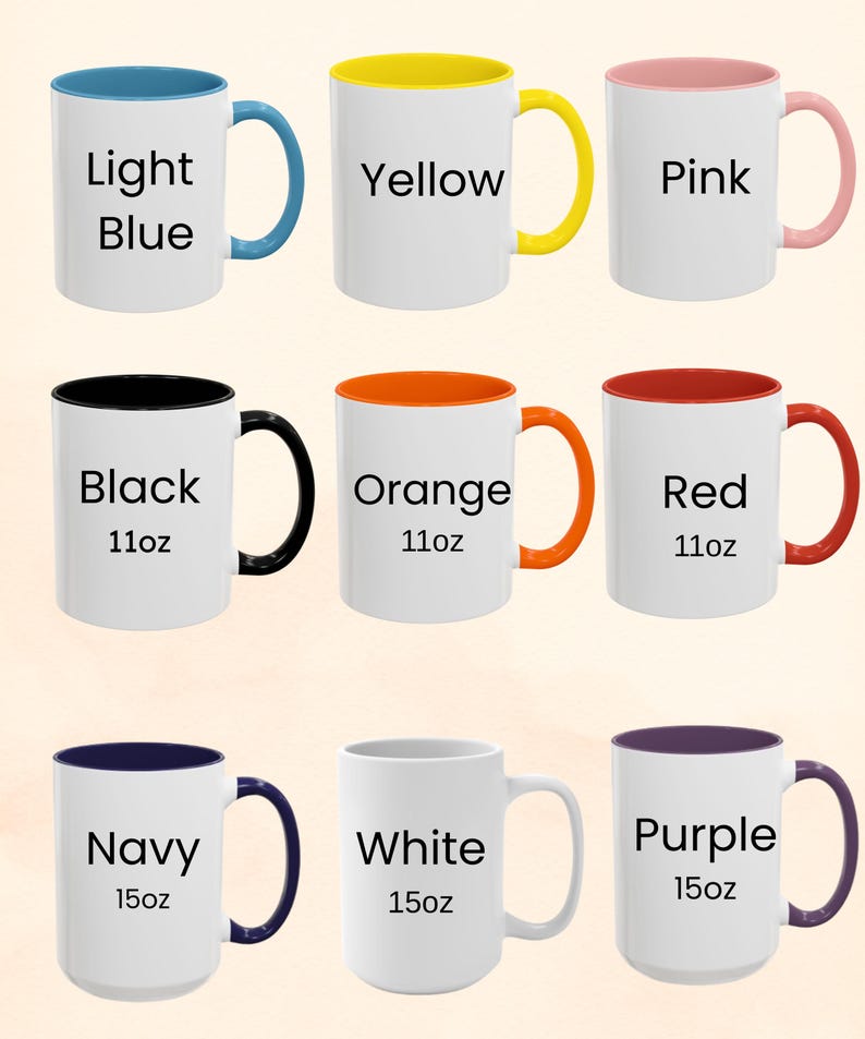 Pode incluir: Nove canecas de cer&acirc;mica branca com interiores e al&ccedil;as coloridas. As canecas s&atilde;o rotuladas com as cores Azul Claro, Amarelo, Rosa, Preto, Laranja, Vermelho, Marinho, Branco e Roxo. As canecas pretas, laranja e vermelhas t&ecirc;m 312g, e as canecas marinho, brancas e roxas t&ecirc;m 425g.