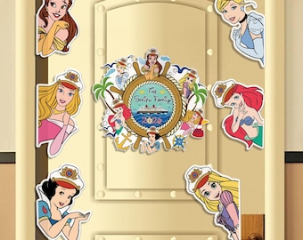 Custom Disney Cruise Door Magnet, Princess Captain Cabin Door Magnets, Personalized Cinderella Ariel Magnet, Family Cruise Decoration Gift