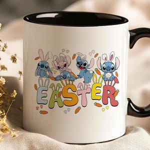 Disney Lilo och Stitch påskharemugg - Glad påsk Stitch kaffekopp bild 1