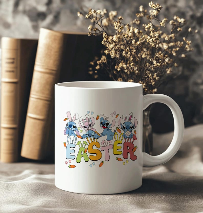 Disney Lilo och Stitch påskharemugg - Glad påsk Stitch kaffekopp bild 3