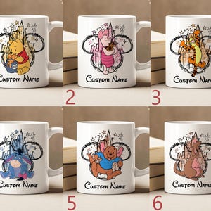 Custom Name Pooh Mug Personalized Cute Cartoon Ceramic Cup for Kids and Fans