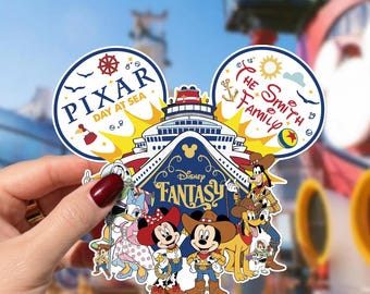 Pixar Day at Sea Magnet, Custom Disney Cruise Door Magnets, Personalized Mickey Toy Story Cruise Decor, Disney Fantasy Cabin Decoration Gift