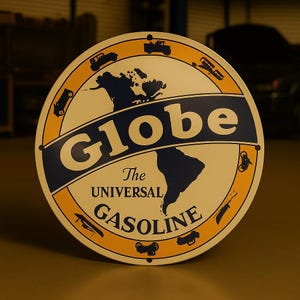 Vintage Globe Universal Gasoline SCHWERES Metallschild XL