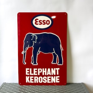 Vintage Esso Elephant Kerosene Rare Gas Oil Heavy Metal Sign– 24"x16"(60x40 cm)