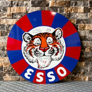 Vintage Esso Tiger Sign - Retro XL Esso Motor Oil Sign - 19.7" (50cm)