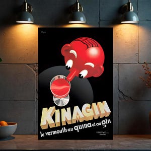 Kinagin Vermouth Mid-Century French Quinine & Gin Sign - 24"x16" (60 x 40 cm)