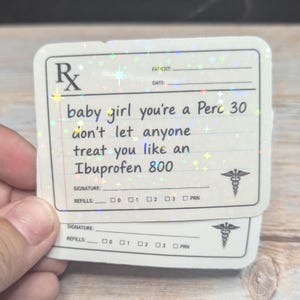 Baby Girl Perc 30 Sticker | Funny Medical Humor Decal, Pharmacy Nurse Gift