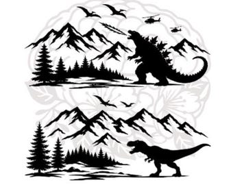 Godzilla or Dinosaur Mountain Decal | Subaru Emblem Overlay | Wilderness Vinyl Sticker