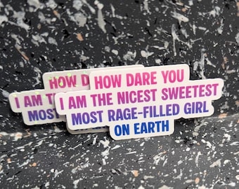 Rage-Filled Girl Holographic Sticker – Funny Laptop Decal