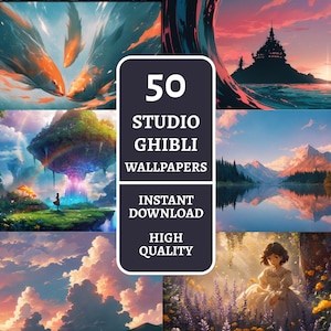 Studio Ghibli Wallpaper Artistic Anime Wallpaper Bundle Digital Download Wall Art Studio Ghibli Landscape Wallpaper Fantasy Wall Decoration