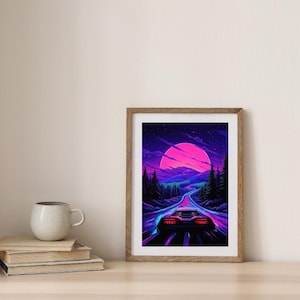 Cyberpunk kunst muur print digitale download retro auto kunst muur afdrukbare digitale kunst vintage 1970 wanddecoratie slaapkamer poster digitale kunst