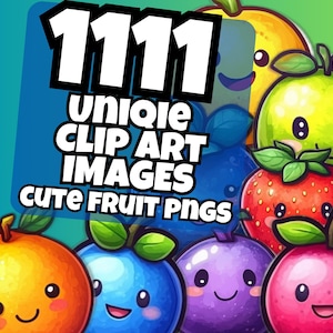 Cute Kawaii Clipart - Cute Fruit Clip Art, Cute Food Png, Clipart Mega Bundle, Transparent Png, Kawaii Fruit Png, Kawaii Clipart Pack