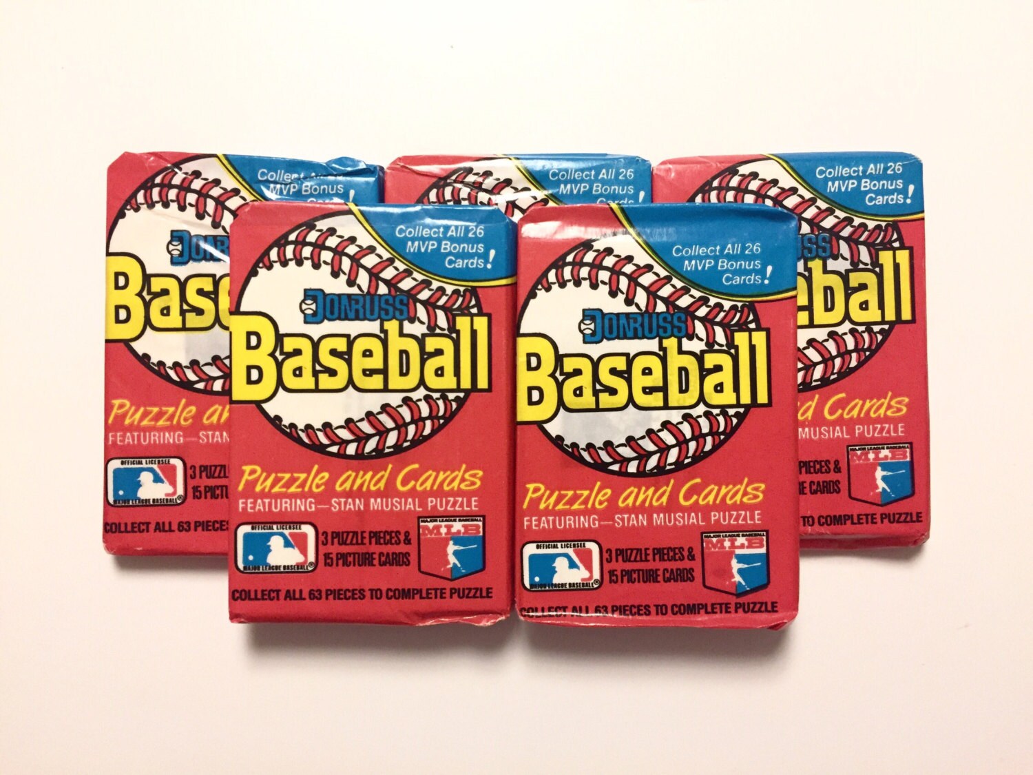 5 Wax Packs 1988 Donruss Baseball Cards Sealed Vintage 80s Etsy
