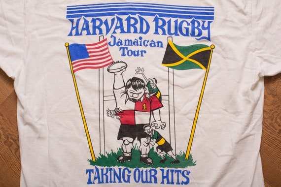 Harvard Rugby T Shirt, 1994 Team Jamaica Spring Tour, Vintage 1990s, Short Sleeve Graphic Tee, Ivy League University, Taking Our Hits Harvard Rugby T Shirt, 1994 Team Jamaica Spring Tour, Vintage 1990s, Short Sleeve Graphic Tee, Ivy League University, Taking Our Hits