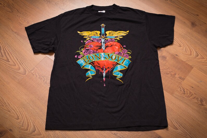 NOS 1989 Bon Jovi T-Shirt America Tour Vintage 1980s Heart | Etsy