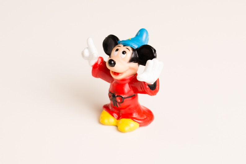 Cartoon Character Mickey Mouse Sorcerer/'s Apprentice Vintage 80s Disney Toy PVC Figure Magic Wizard