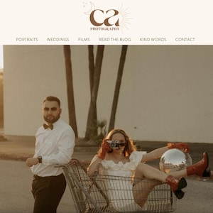 Boho Simple Photography Portfolio Wix Website Template | Beginner Friendly Wedding Photo Gallery Website