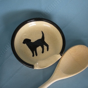 Spoon Rest with Black Dog