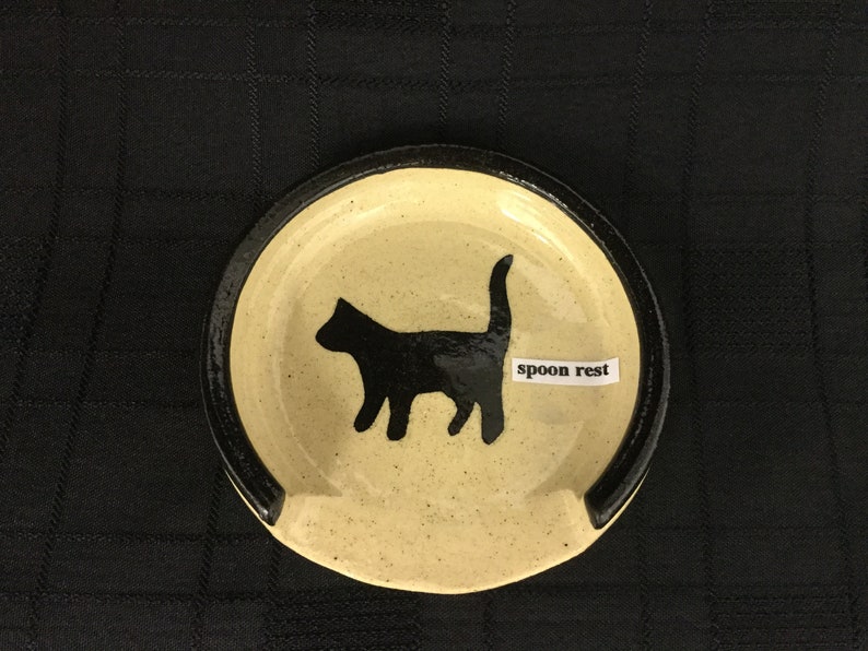 Spoon Rest with Black Cat