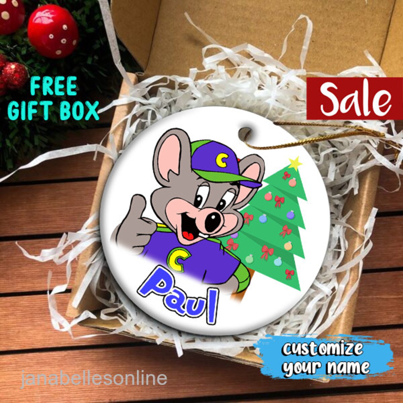 Chuck E Cheese Orrnamentchuck E Cheese Christmas Orrnament Etsy UK