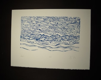 Wave Block Print in Blue