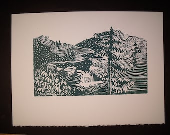 Mountains Block Print
