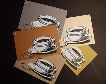 5 Coffee Cup Postcard Prints Seconds