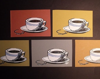 3 Coffee Cup Cards & Envelopes