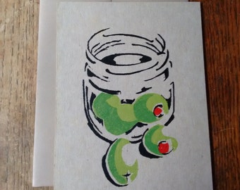 Hand-printed Olives Card