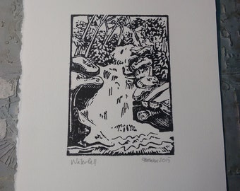 Waterfall Block Print