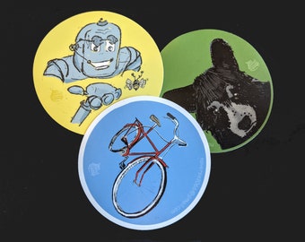 A Bear, a Bike + Bee sticker (one each)