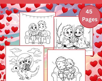 Couple Coloring Book: 45 Fun Printable Pages (PDF File)