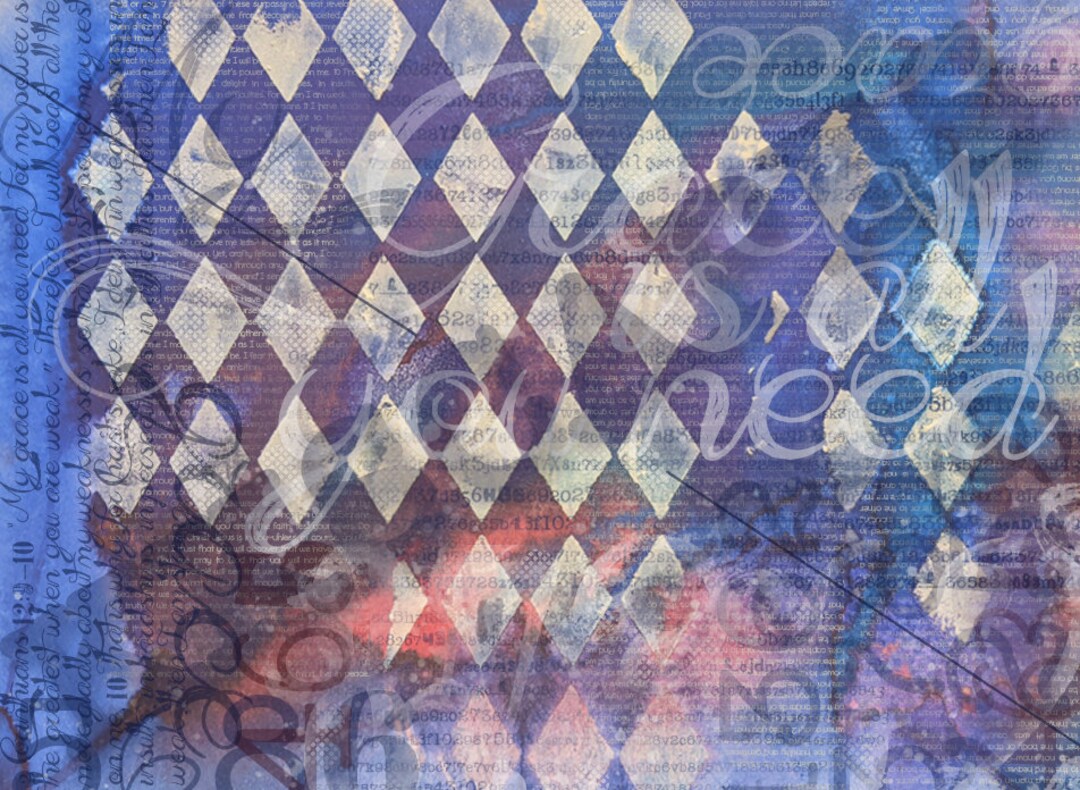 Harlequin Blues Rice Paper: Grunge Art Journaling, Scripture Background ...