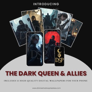 The Dark Queen & Allies Phone Wallpapers | Shadow Feminine Aesthetic | Gothic Digital Art Download